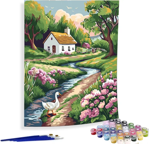 Vista 5 de Diymood Pintura por números para adultos, gatos, pintura al óleo, pintura acrílica abstracta por números, kits para adultos principiantes