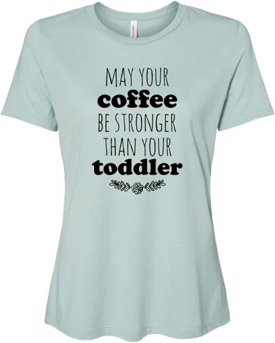 Vista 13 de Cute Women's Screen Printed Crew Neck Tee, Shirts With Sayings, Dusty Blue or Olive