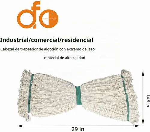 Vista 2 de OFO - Cabezal de trapeador de hilo de algodón con extremo de bucle, repuestos de trapeador de cuerda resistente