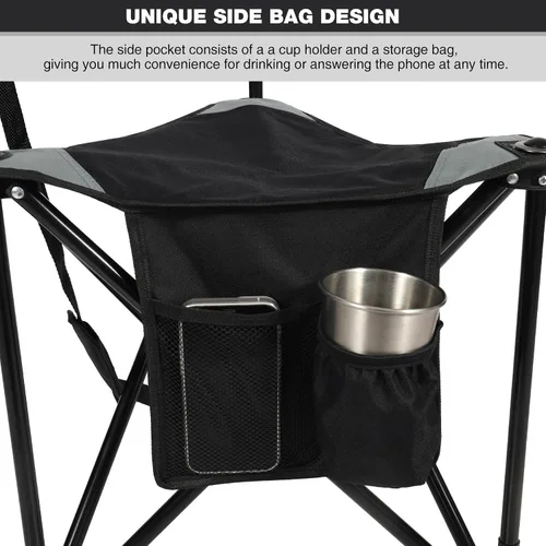 Vista 5 de REDCAMP Paquete de 2 Sillas de Camping con Trípode Plegables Ligeras, Asiento de Taburete Trípode Portátil de 3 Patas con Respaldo, Silla de Golf