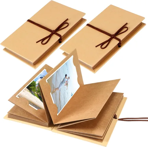 Vista 8 de Mudder Álbumes de recortes de tapa dura para fotos de 4 x 6 pulgadas, papel kraft hecho a mano para álbumes de recortes DIY, aniversario, cuaderno