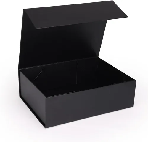 Vista 34 de Ditwis Caja de regalo de 12x9x4 pulgadas con tapa de cierre magnético, caja magnética negra y dorada para boda, propuesta de padrinos y damas