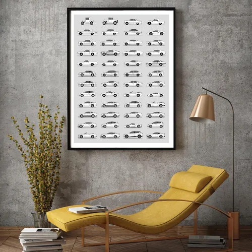 Vista 4 de Idea Network Póster hecho a mano compatible con Ford Print Wall Art Decoración hecha a mano de lo mejor de las generaciones de Ford, Historia Ford