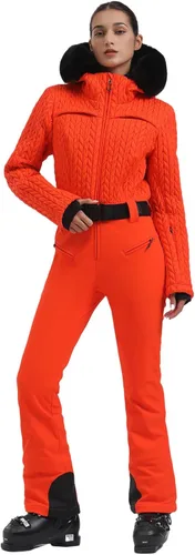 Vista 42 de GSOU SNOW Traje de esquí para mujer, traje de nieve delgado de una pieza, chaqueta de nieve, impermeable, resistente al viento, deportes al aire