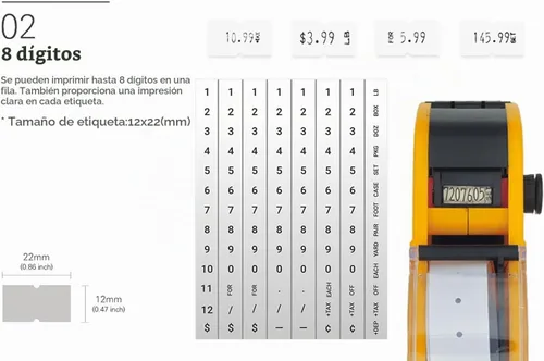 Vista 3 de JayCo Pro x MoTEX Labels 1 línea 8 dígitos etiqueta precio pistola kit