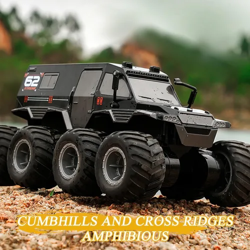 Vista 5 de 1:18 Camión monstruo impermeable juguetes RC Cars anfibio control remoto camiones 8WD todo terreno todoterreno Pickup juguete para 6 7 8 9 10 11 12