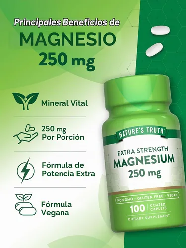 Vista 5 de Nature's Truth Suplemento de magnesio 250 mg 100 comprimidos