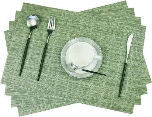 Vista 27 de Manteles individuales de vinilo resistentes al calor, lavables, fáciles de limpiar, manteles individuales de plástico para cocina, mesa de comedor