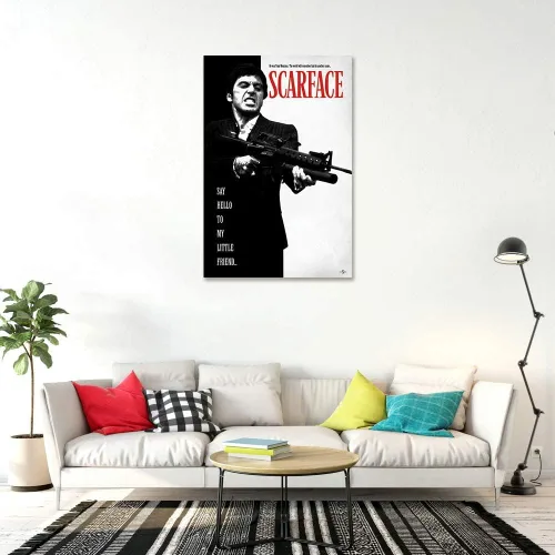 Vista 3 de Póster de película Scarface, con texto en inglés «Say Hello to My Little Friend», tamaño 24 x 36 pulgadas (póster de gángster)