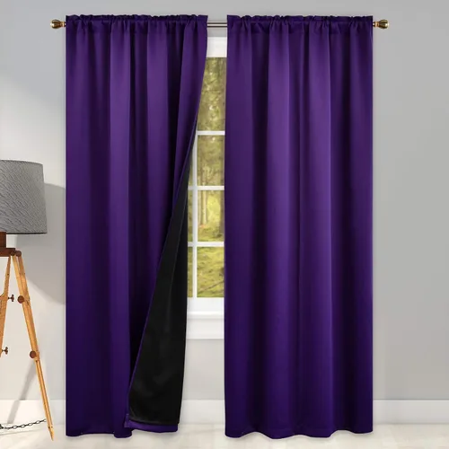 Vista 42 de KEQIAOSUOCAI Aqua - 100 cortinas opacas con forro negro para dormitorio, paneles de cortina totalmente opacas para sala de estar, cortinas aislantes