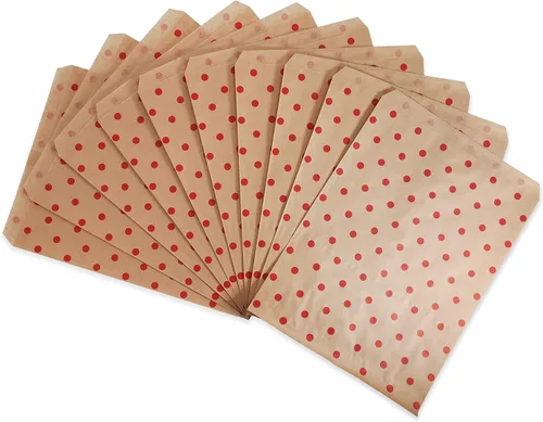 Vista 2 de CuteBox Bolsas de regalo de papel plano con lunares rojos (8.5 x 11 pulgadas) para mercancía, manualidades, recuerdos de fiesta, venta al por menor