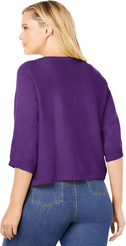 Vista 3 de Woman Within Cárdigan con ribete acanalado para mujer, talla grande