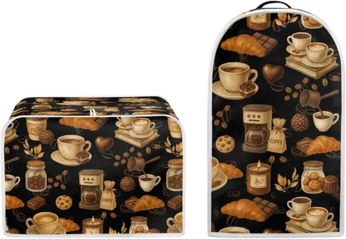 Vista 28 de doginthehole 2 Slice Toaster Cover and Blender Dust Cover Abstract Black Cats Small Appliance Covers Set of 2 Washable Stand Mixer Bread Maker