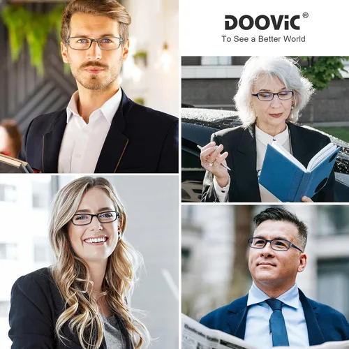 Vista 2 de DOOViC 2 Pack Reading Glasses for Women Men TR90 Flexible Lightweight Blue Light Blocking Computer Readers