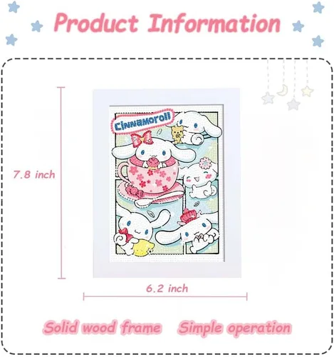 Vista 2 de Akutoer Lindos kits de dibujo de diamantes de dibujos animados, pintura Kawaii con diamantes, arte de gemas y manualidades, suministros de pintura