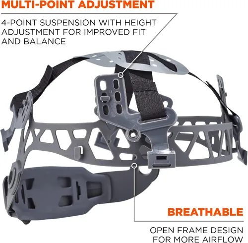 Vista 5 de Casco duro ventilado estilo gorra, con suspensión de trinquete, Clase C, Ergodyne Skullerz 8972, naranja