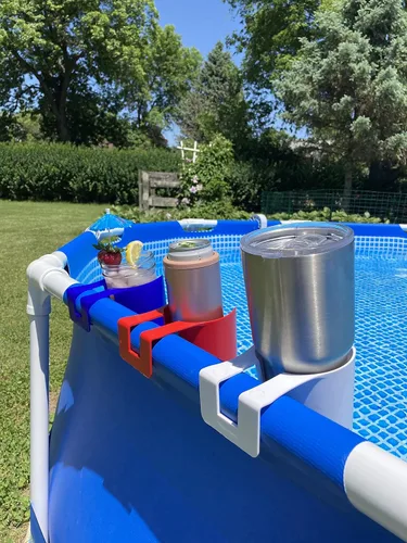 Vista 2 de Soporte para vasos, para orilla de alberca, Azul