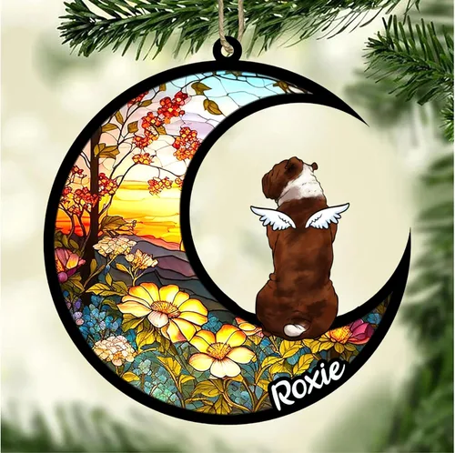 Vista 1000 de LOVELYPOD Adorno de Navidad personalizado para perro Basset Hound (marrón) Basset Hound (marrón) adorno para atrapasoles de perro, razas de perros