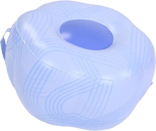 Vista 7 de POCREATION Inflatable Footstool Portable Foot Rest Camping Foot Stool PVC Compact for Outdoor Seat with Blue Stripe Pattern Lightweight for Travel