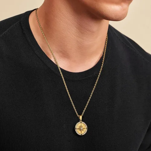 Vista 2 de KRKC&CO Coin Necklace Pendant, Gold Medallion Necklace Chain, CompassSt. ChristopherLionMedusaAngel Circle Vintage Coin Necklace For Men, Him