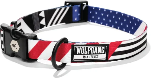 Vista 9 de Wolfgang - Collar de perro resistente y ajustable con hebilla de nailon de liberación rápida para caminar y entrenar, estampado BrookTrout, talla S