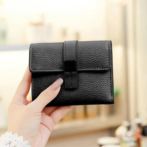 Vista 5 de AOXONEL Billetera pequeña de cuero para mujer, carteras Rfid para mujer, billetera triple plegable, compacta con ranuras para tarjetas y bolsillo