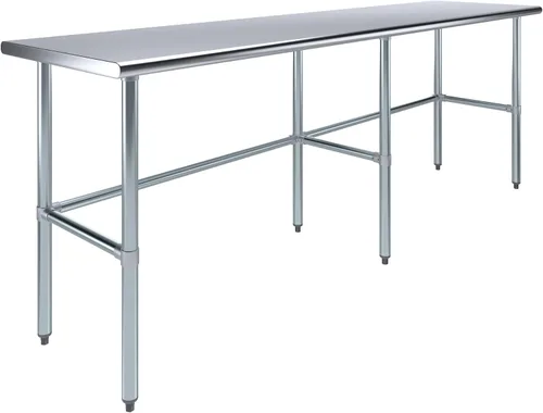 Vista 12 de AmGood Mesa de trabajo de acero inoxidable con base abierta, banco de trabajo de metal