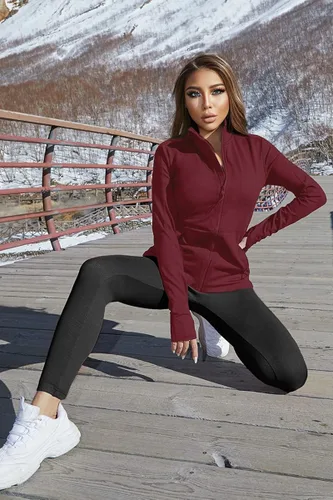 Vista 4 de VUTRU - Chaqueta de entrenamiento con cremallera completa para yoga correr para mujer