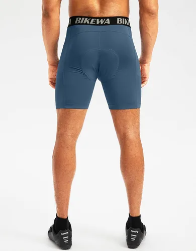 Vista 3 de Bikewa Pantalones cortos de ciclismo acolchados 3D para hombre, ropa interior de ciclismo de montaña para bicicleta MTB con bolsillos laterales