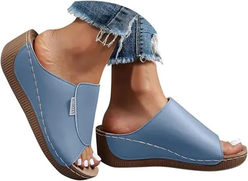 Vista 16 de Sandalias ortopédicas para mujer, con plataforma elegante, cómodas, ortopédicas, informales, para verano, con soporte de arco