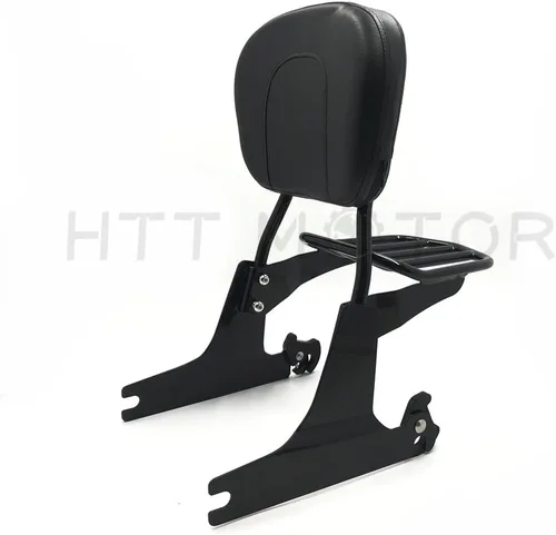 Vista 4 de Sissy Bar - Portaequipajes para Softail 2000-2005 y respaldo de pasajero desmontable de lujo 2006-2019 cromado [P/N: SBB025+P] Negro
