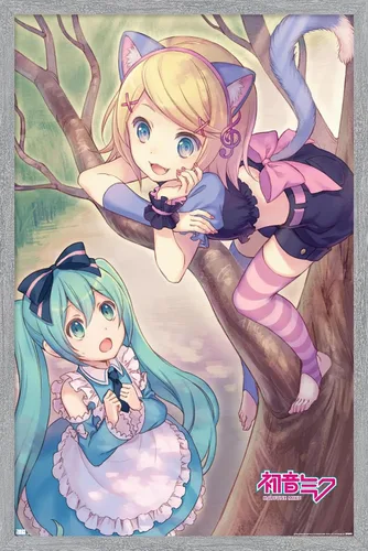 Vista 16 de Trends International Hatsune Miku - Póster de pared de Hatsune y Kagamine Versión enmarcada Barnwood