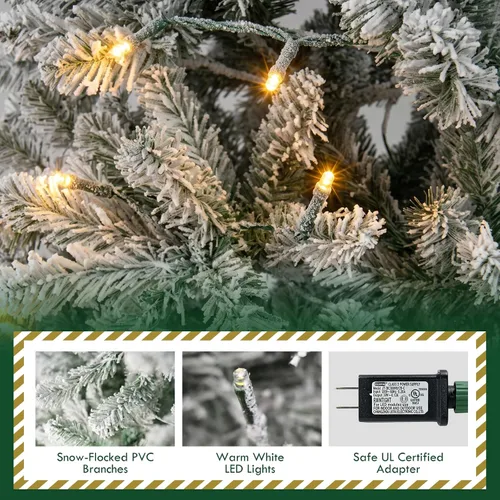 Vista 7 de Árbol de Navidad artificial flocado preiluminado de 7.5 pies