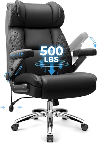 Vista 16 de Silla de oficina grande y alta, silla de computadora de escritorio con reposapiés para personas pesadas, silla ejecutiva de juegos de gran