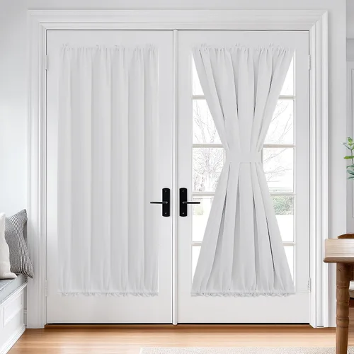 Vista 105 de Deconovo Cortinas opacas para puerta, bolsillo para cortinero y cortinas de bloqueo con aislamiento térmico para dormitorio, 137.16 x 189.2 cm, azul