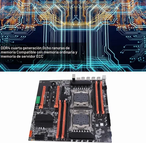 Vista 2 de Placa base de escritorio, DDR4 LGA2011 3 CPU para placa base X99, tarjeta de red Gigabit RTL8111H integrada, canal M.2 NVMEPCIE X4, SATA3.0 USB3.0