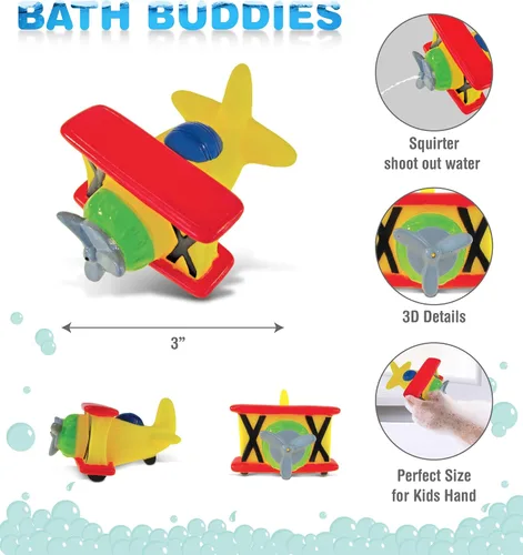 Vista 2 de DolliBu - Juguete de baño de biplano, juguete flotante de goma para bebé, lindo juguete de avión para niños, divertidos juguetes de baño para niños