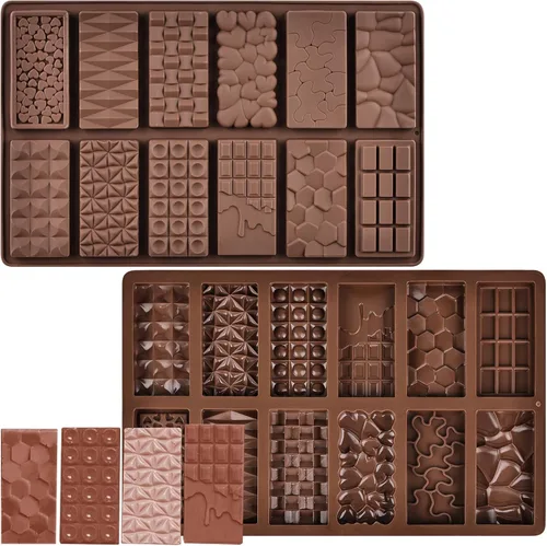 Vista 8 de Moldes de silicona para chocolate, molde de barra de chocolate antiadherente, 3 moldes de silicona de grado alimenticio, adecuado para hacer dulces