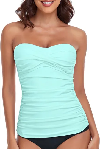 Vista 23 de RELLECIGA Top tankini con control de abdomen para mujer Negro