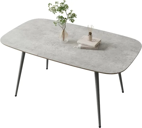 Vista 51 de HIPIHOM Mesa de comedor moderna de granja de 47.2 pulgadas, mesa de comedor rectangular de madera con patas de metal para 4 personas para comedor