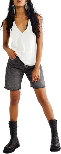 Vista 7 de LYANER Camiseta de verano para mujer, cuello en V, básica, sin mangas, espalda cruzada, informal, holgada