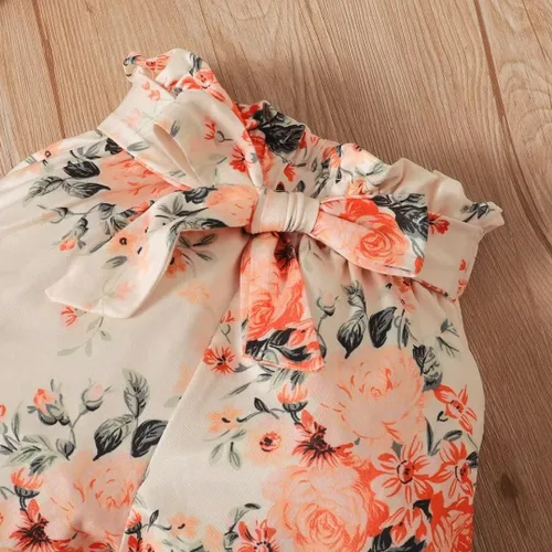 Vista 5 de Conjunto de ropa para bebé recién nacida, conjunto de trajes de niña con volantes y diadema 3 piezas de verano