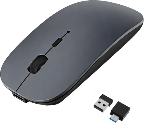 Vista 8 de HOTDREAM Ratón recargable Bluetooth para iPad Air/iPad Pro, portátil, tableta, iPhone/PC, (no para Mac, MacBook), color plateado