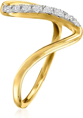 Vista 3 de Ross-Simons 0.25 ct. t.w. Diamond Wave Ring in 18kt Gold Over Sterling