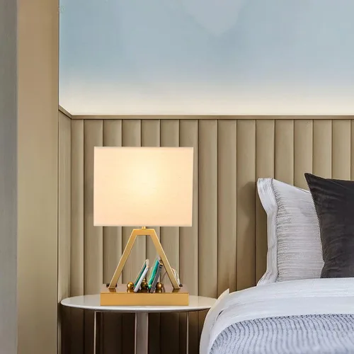 Vista 7 de Briever - Lámpara de mesa con control táctil, lámpara de escritorio regulable de 3 vías con USB C y USB A y tomacorriente AC, lámpara de noche
