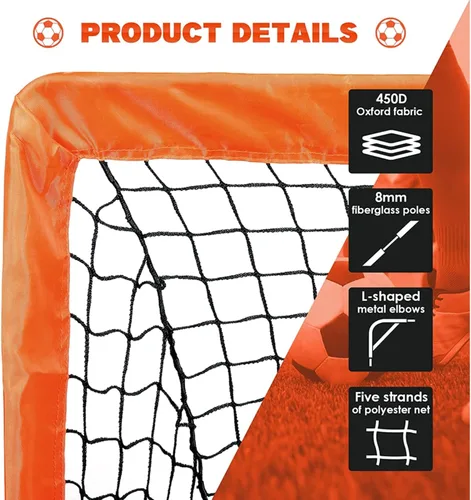 Vista 4 de Simple Deluxe Portería de fútbol portátil de 4 x 3 pies, red de fútbol plegable desplegable viene con 2 bolsas de tela Oxford y 8 estacas, ideal