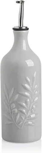 Vista 9 de Sweejar Botella dispensadora de aceite de oliva de cerámica de 20 onzas de alivio opaco que protege para reducir la oxidación, adecuada para Beige