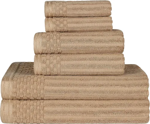 Vista 81 de Superior Juego de 6 toallas de algodón sólido y acanalado, toallas de cara de 13 x 13 pulgadas, toallas de mano de 16 x 28 pulgadas, toallas de baño
