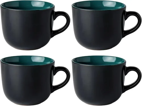 Vista 12 de GBHOME Tazas de sopa jumbo con asas, juego de 4 tazas de café grandes de 24 onzas, cuencos de sopa de cerámica para café, cereales, aperitivos