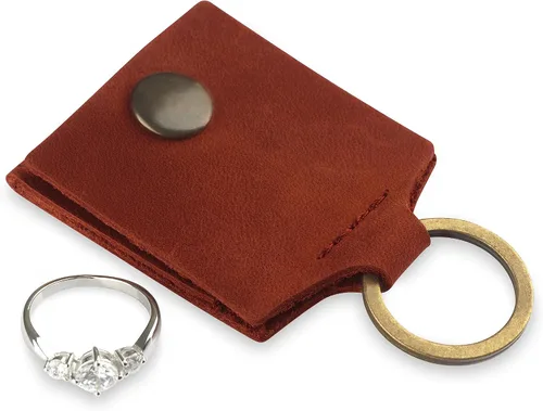 Vista 10 de Soporte de cuero para llavero, funda de viaje para anillo de boda, soporte para anillo de compromiso, bolsa para anillos, soporte para anillos